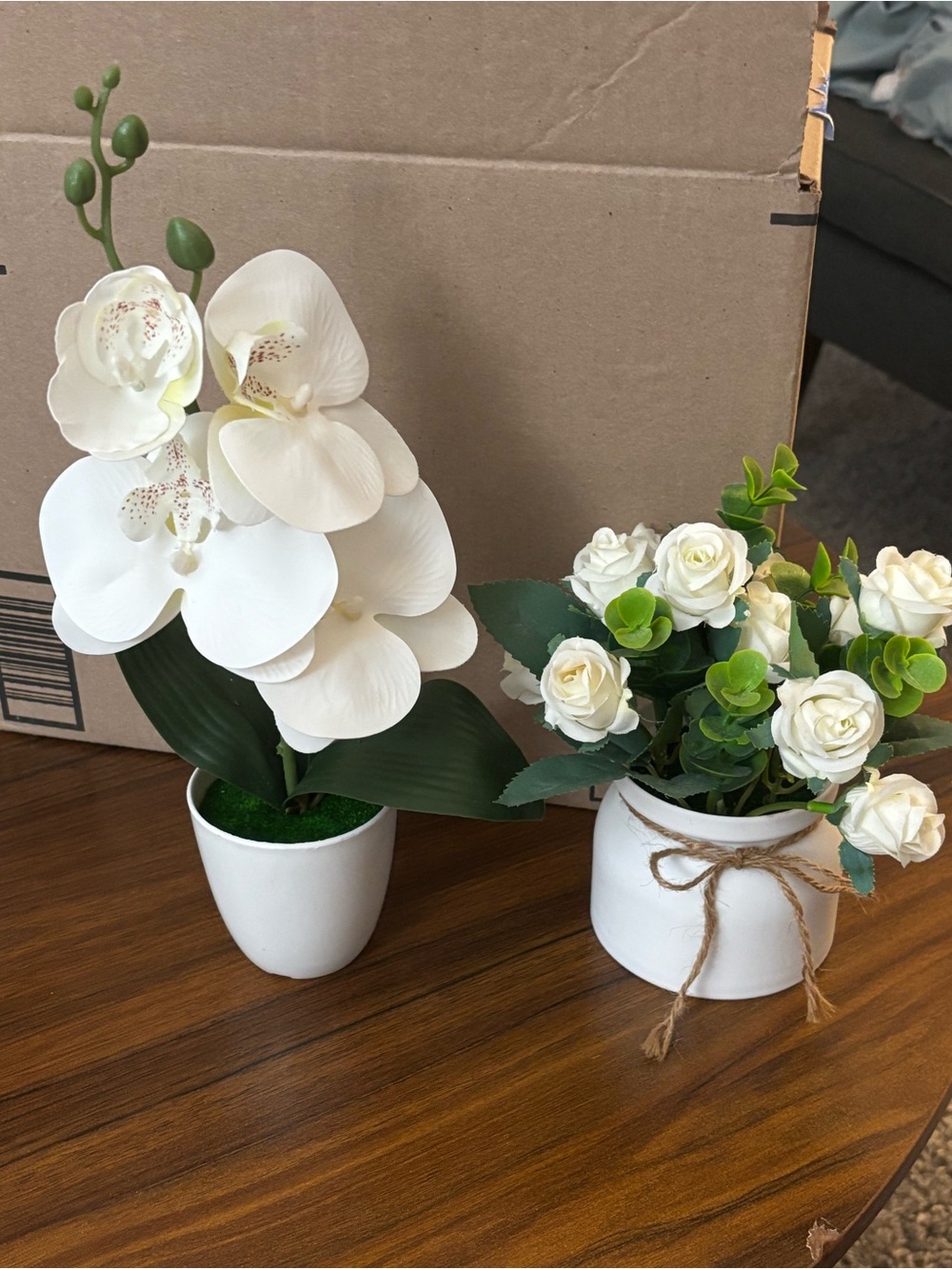 Two flower faux plants for home decor